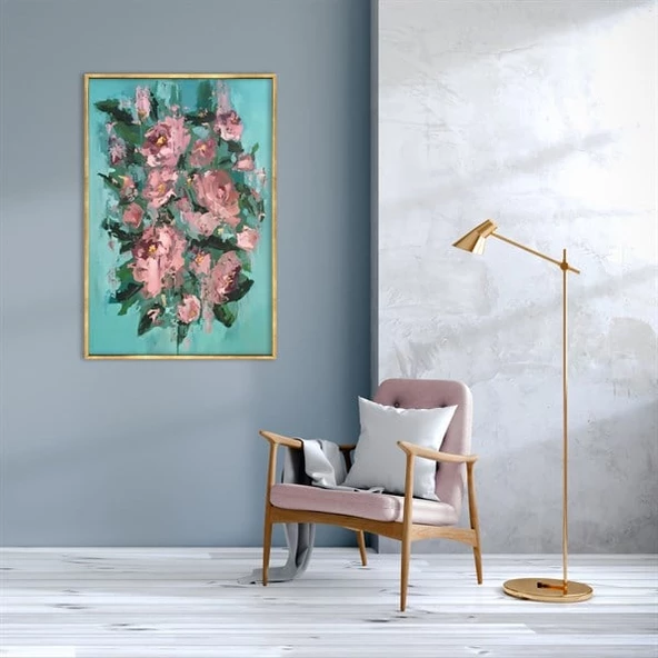 Abstract Pink Flower - Yağlı Boya Dokulu Tablo - Resim 2