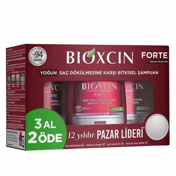 Bioxcin 3 Al 2 Öde 3 x 300 ml Forte Şampuan Tüm Saçlar İçin ürün görseli 1