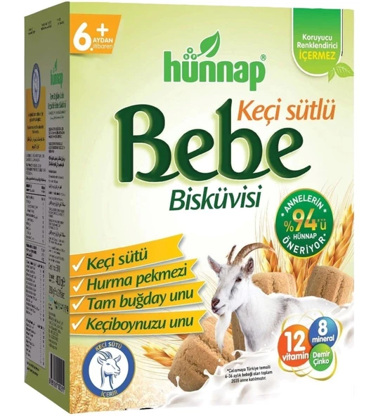 Hünnap Keçi Sütü Bebe Bisküvisi ( 2 Poşet x 200 g ) 400 g ürün görseli 1