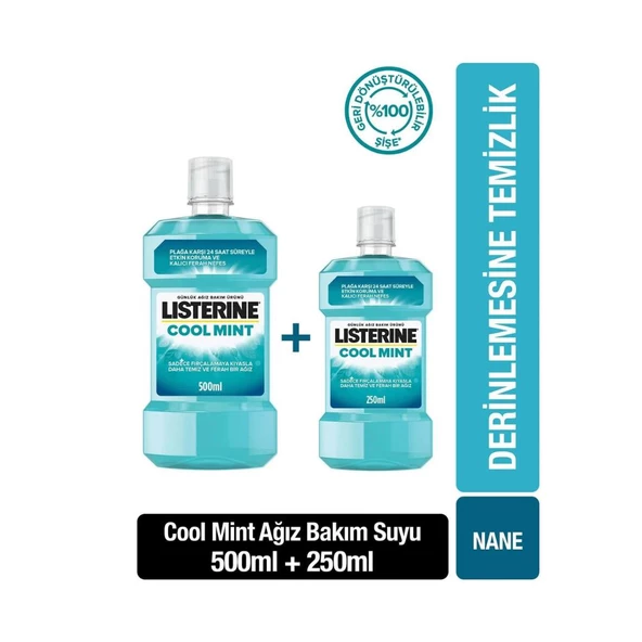 Listerine Cool Mint 500 Ml + 250 Ml Avantajlı Paket ürün görseli 1