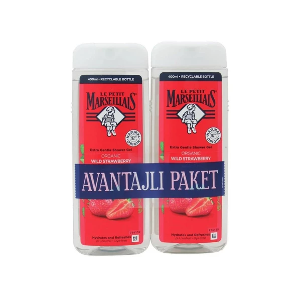 Le Petit Marseillais Organic Wild Strawberry Duş Jeli 400 Ml 2 Li Avantajlı Paket ürün görseli 1