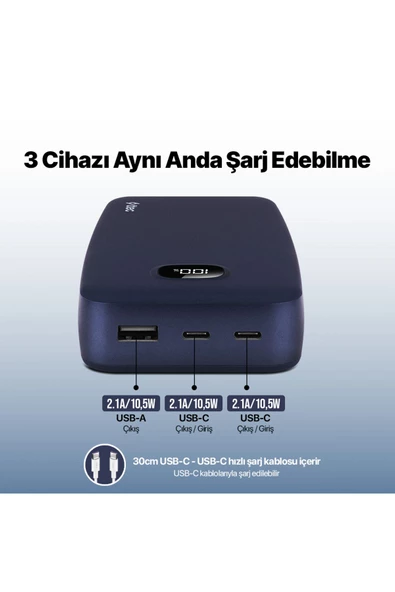 Ttec 2BB211L ChargeUp LCD 20.000 mAh Taşınabilir Hızlı Şarj Aleti / Powerbank - Resim 3