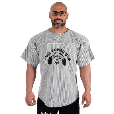 Full Power Gym Ragtop Spor Tişört Beyaz Siyah Çizgili ürün görseli 1