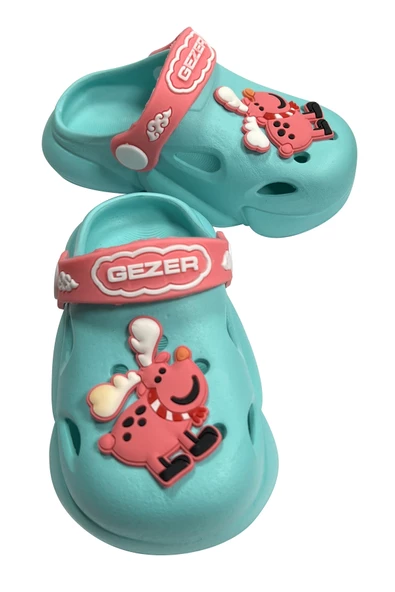 Gezer Kaydırmaz Taban Erkek Çocuk Terlik Geyik Su Yeşili Lila ürün görseli 1