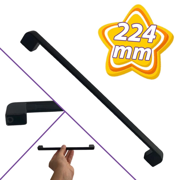 Oval Marmara Kulp 224 mm Siyah Mutfak Kulpu Çekmece Dolap Kapak Kulbu Metal Mobilya Dolabı Kulpları ürün görseli 1