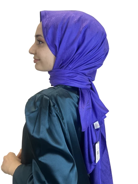 Loryan Scarf Jakarlı Şal, Floş Jakar Cam Kırığı Desenli Şal 01074  MÜRDÜM ürün görseli 1