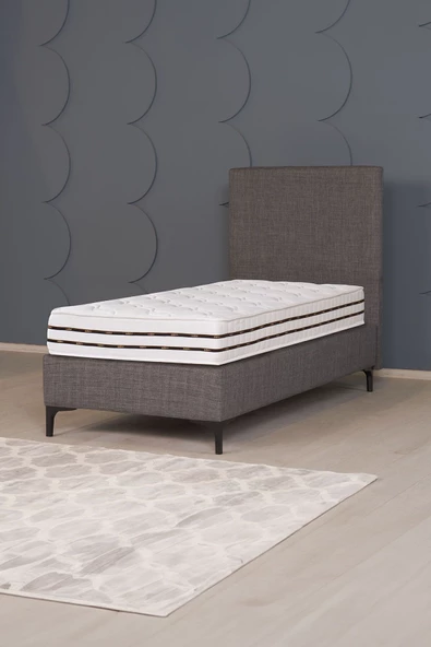 Kilim Mobilya Luna Lux Sandıksız Baza Başlık Paket Yaylı Yatak Seti Antrasit 100X200 ürün görseli 1