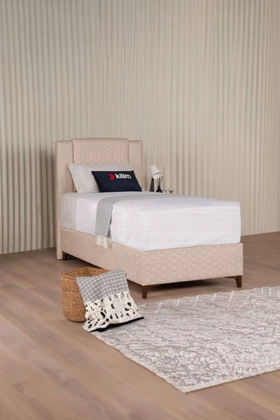 Kilim Mobilya Ortopedia Sandıklı Baza Başlık Yatak Seti Krem 120X200 ürün görseli 1