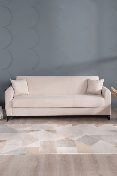 Kilim Mobilya Dove Üç Kişilik Yüksek Ayaklı Kanepe Krem ürün görseli 1