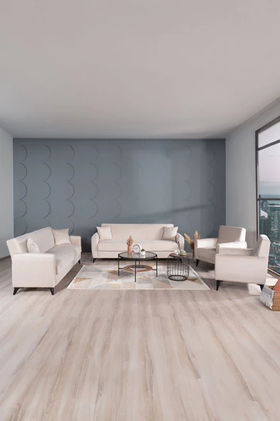 Kilim Mobilya Dove Yüksek Ayaklı 3 3 B B Koltuk Takımı Krem ürün görseli 1