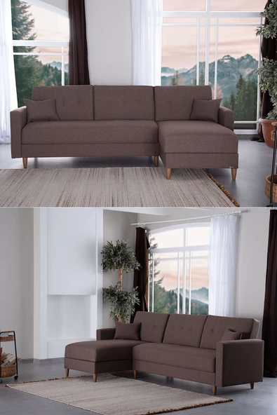 Kilim Mobilya Scandi Köşe Uzanmalı Yataklı Köşe Takımı (HEM SAĞ HEM SOL KÖŞE OLARAK KULLANILABİLİR) ürün görseli 1