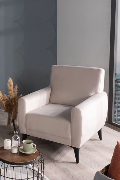 Kilim Mobilya Dove Yüksek Ayaklı Berjer Krem ürün görseli 1
