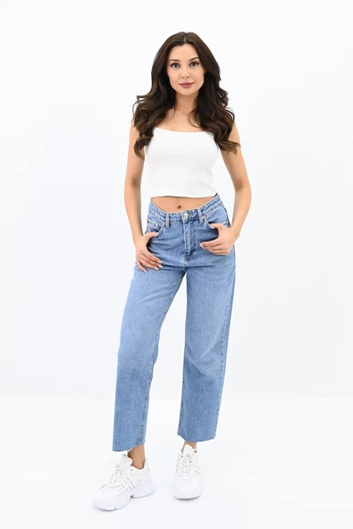 Kadın Yüksek Bel Mavi Mom Jean 4416-25 DPL-725 ürün görseli 1