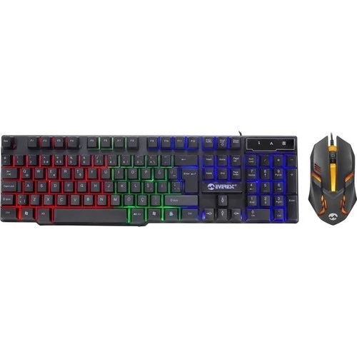 Everest Km-g77 X-vayne Q Türkçe Usb Gökkuşağı Zemin Aydınlatmalı Siyah Klavye + Mouse Seti ürün görseli 1