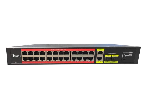 TP-G2422SFP-POE300W 24 PORT GIGABIT+2XGB RJ45/2XSFP UPLINK RACKMOUNT POE SWITCH ürün görseli 1