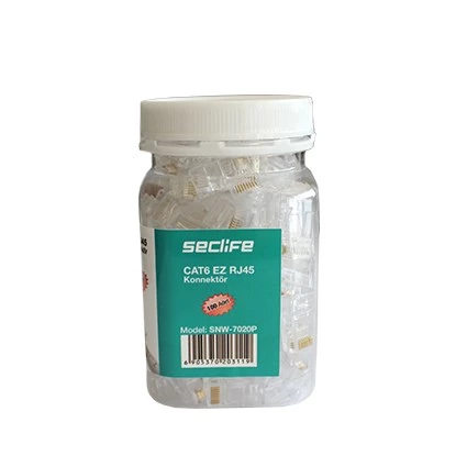 SNW-7020P Cat6 8P8C Çaplı (100 Ad.) RJ45 Konnektör ürün görseli 1