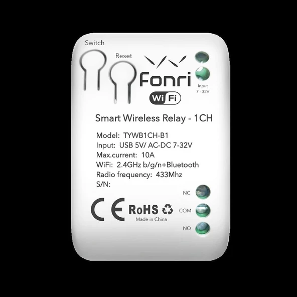 FONRİ WF3-TM4-0201-02 WIFI Akıllı Tek Kanal Röle ürün görseli 1