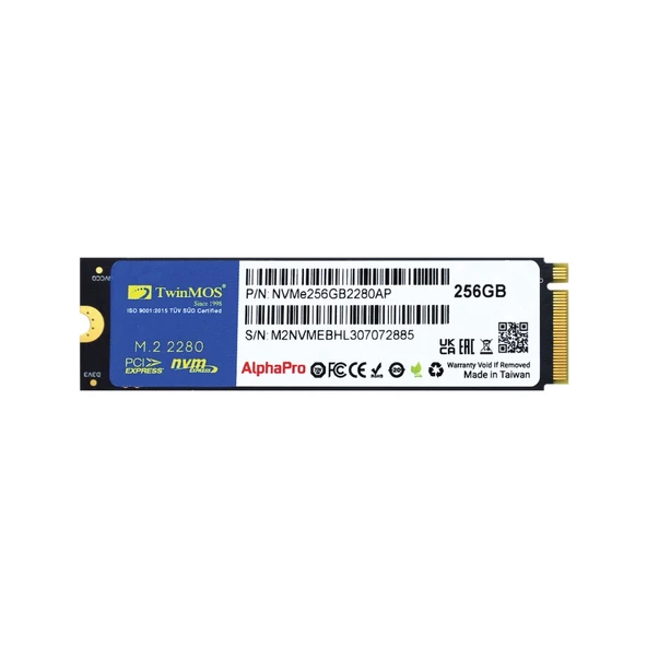 NVMe256GB2280AP, AlphaPro, 256GB, 3600-3250Mb/s, Gen3, NVMe PCIe M.2, SSD,  TLC, 3DNAND ürün görseli 1