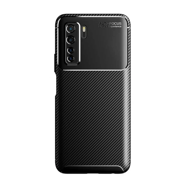 Huawei P40 Lite 5G Uyumlu Kılıf Karbon Tasarımlı Negro Silikon Kapak ürün görseli 1