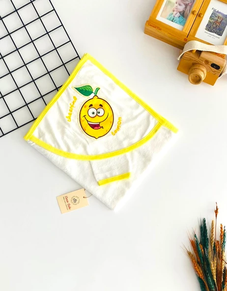 Neşeli Bebekler Limon Figürlü Keseli Havlu ürün görseli 1