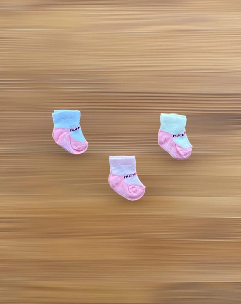 Neşeli Bebekler Mum Dad Yazılı Yeni Doğan Çoraplar Pembe ürün görseli 1