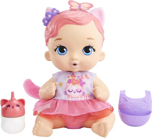 My Garden Baby Yavru Kedi Bebeğimin Bakım Zamanı - Pembe Saçlı Bebek (30 cm),bebek bezi, önlüğü, biberonu ve aksesuarlar ürün görseli 1