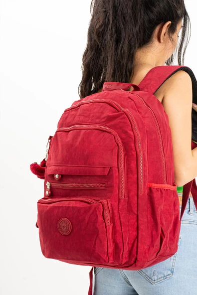 571 collections Ultra Hafif Çok Cepli Krinkıl Sırt Çantası Kırmızı (Model: 571-3B) ürün görseli 1