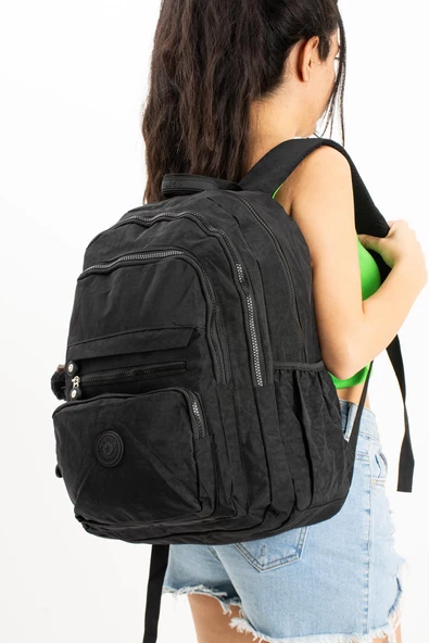 571 collections Ultra Hafif Çok Cepli Krinkıl Sırt Çantası Unisex Siyah (Model: 571-3B) ürün görseli 1