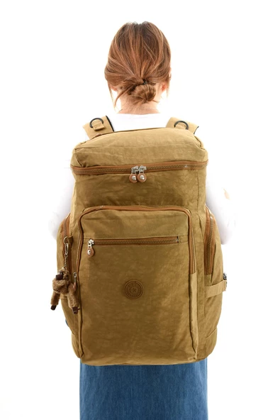 571 collections Büyük Boy Ultra Hafif Çok Bölmeli Dağcı Çantası Kum Beji (Cappuccino) (Model: 571-7D) ürün görseli 1