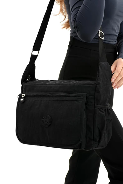 571 collections Çapraz Askılı Ultra Hafif Çok Cepli Bayan Omuz Çantası Siyah  (Model: 571-6B) ürün görseli 1