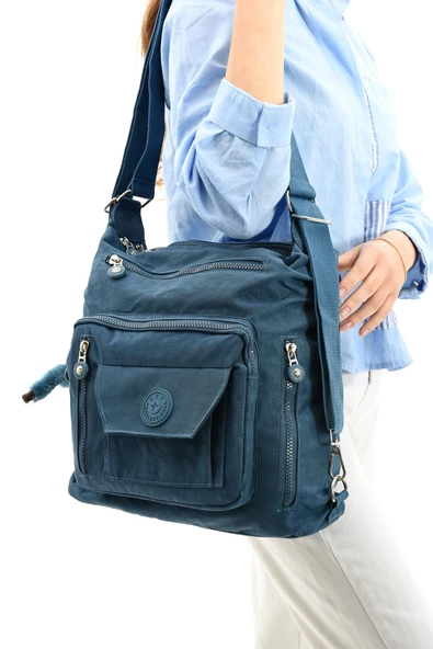 571 collections Ultra Hafif Hem Sırt Hem Omuz Kadın Çantası Mavi (Model: 571-5B) ürün görseli 1