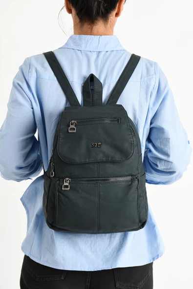 571 collections Yıkanmış Deri Sırt Çantası Mavi (Model: 571-9-11A) ürün görseli 1
