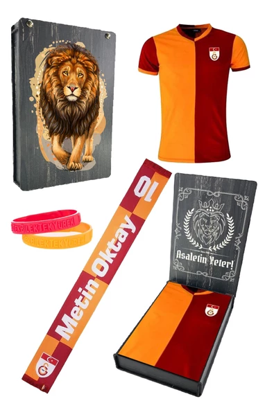 Galatasaray Orijinal Metin Oktay Hediye Set Sevgililer Günü Hediyesi T-shirt + Şal (atkı) + Bileklik ürün görseli 1