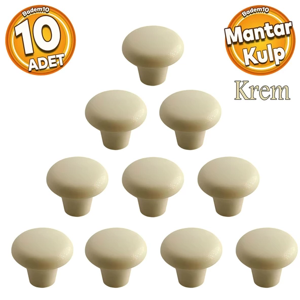 Mantar Düğme Sert Plastik Kulp Krem Dolap Mobilya Mutfak Dolabı Çekmece Kapak Kulpu Kulbu 10 ADET ürün görseli 1