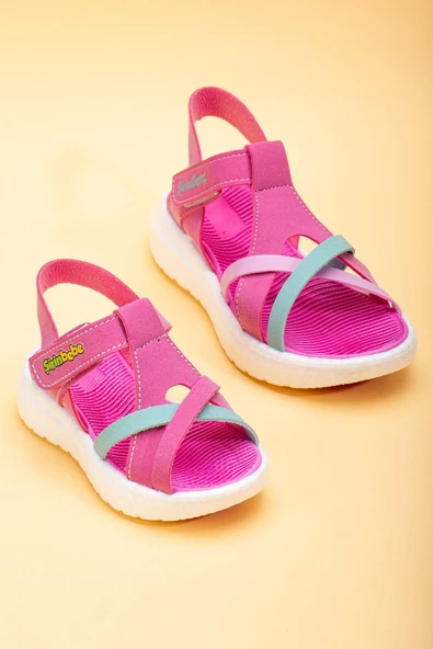 Şirinbebe Şiringenç Yüz Direkli Çapraz Bantlı Ortopedik Fuşya Kız Bebek Kız Çocuk Sandalet ürün görseli 1