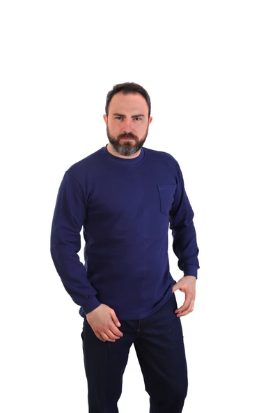 ESER - Bisiklet Yaka Sweatshirt - Cepli - Lacivert ürün görseli 1