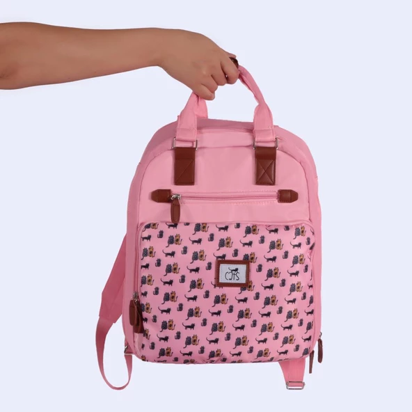Biggdesign Cats Laptop Sırt Çantası Pembe - Resim 6
