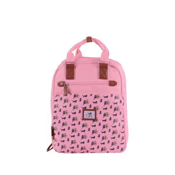 Biggdesign Cats Laptop Sırt Çantası Pembe - Resim 2