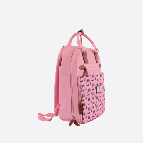 Biggdesign Cats Laptop Sırt Çantası Pembe - Resim 3
