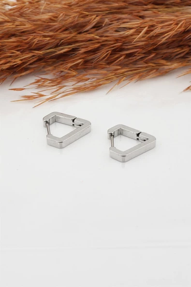 Kadın Çelik Basic Geometrik 1.5cm Üçgen Moldel Klipsli Küpe ürün görseli 1