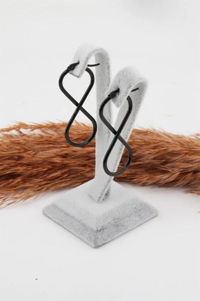 Kadın 316L Paslanmaz Çelik Basic Geometrik 5 cm Sonsuzluk Model Klipsli Küpe ürün görseli 1