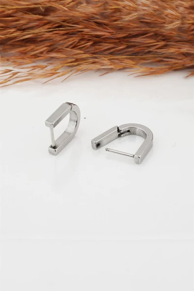 Kadın Çelik Basic Geometrik 1.5 cm U Model Klipsli Küpe ürün görseli 1