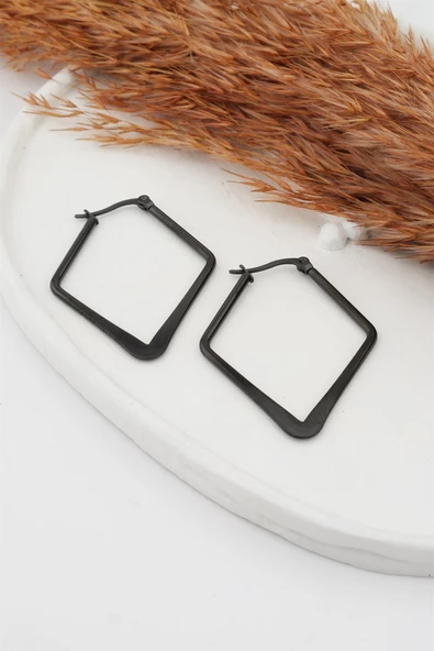 Kadın 316L Paslanmaz Çelik Basic Geometrik 5 cm Dörtgen Model Küpe ürün görseli 1
