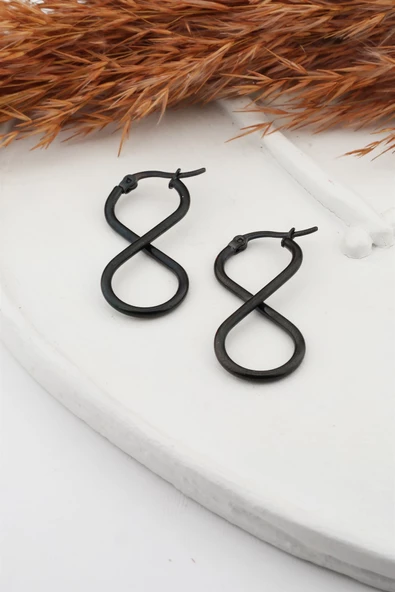 Kadın 316L Paslanmaz Çelik Basic Geometrik 3.5 cm Sonsuzluk Model Klipsli Küpe ürün görseli 1