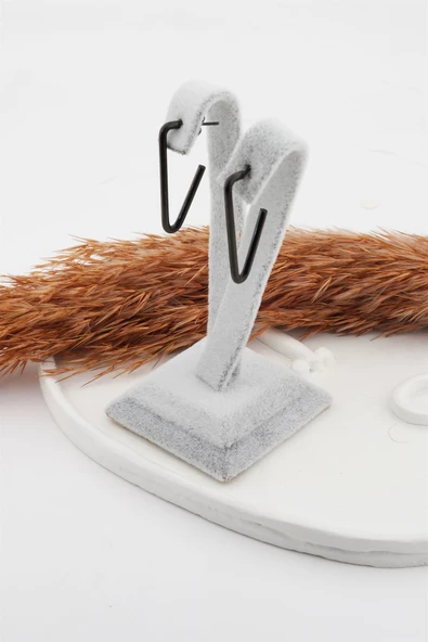 Kadın 316L Paslanmaz Çelik Basic Geometrik 3 cm V Model Küpe - Resim 2