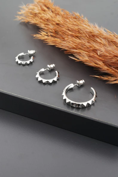 Kadın Basic  3 Boy 3'lü küpe Seti - Resim 2