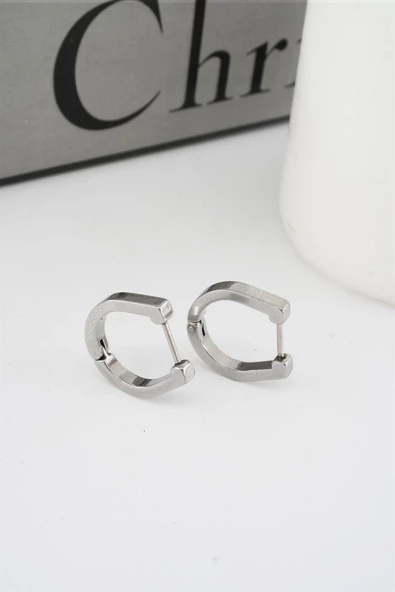 Kadın 316 L Paslanmaz Çelik 1.8 cm Oval Model Küpe ürün görseli 1