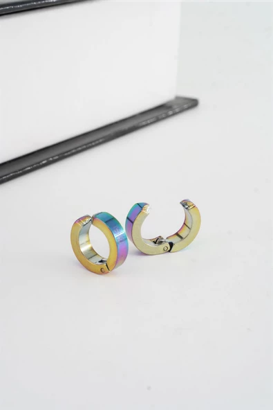 Unisex 316 L Paslanmaz Çelik 1.5 cm Sıkıştırmalı Halka  Model Küpe ürün görseli 1