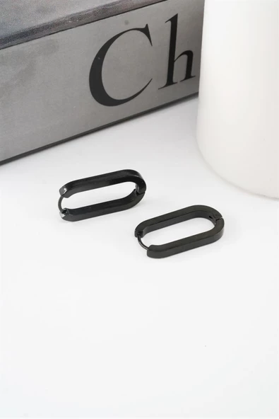 Kadın 316 L Paslanmaz Çelik 2 cm Elips Model Küpe ürün görseli 1