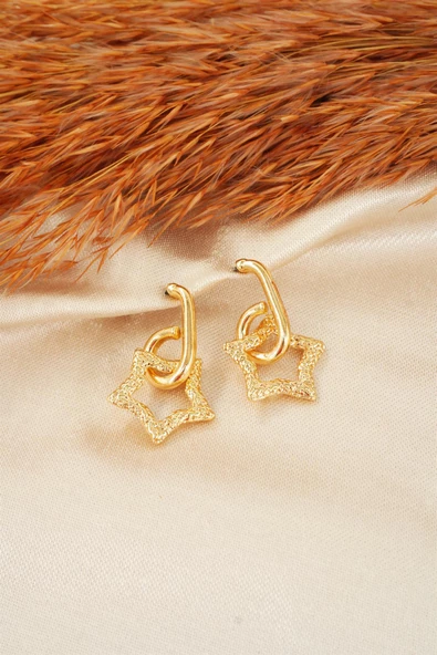 Kadın Özel Tasarım  Sallantılı Yıldız Model Küpe ürün görseli 1